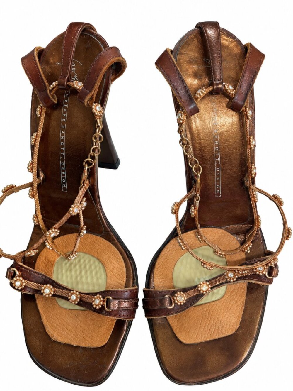 Giuseppe Zanotti Design Brown Leather Strappy Open Toe Buckle Heels - Picture 3 of 3